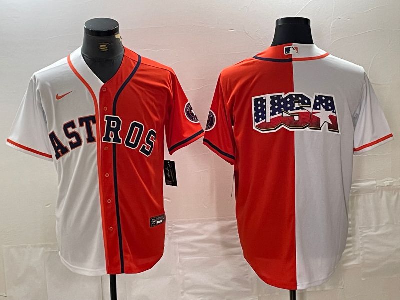 Men Houston Astros Blank White orange Nike 2024 MLB Jersey style 6